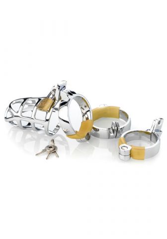 Cock Cage Metal with three Cockrings